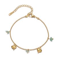 Cute Wedding Pastoral Heart Shape Stainless Steel Asymmetrical Plating 18k Gold Plated Women's Anklet main image 4