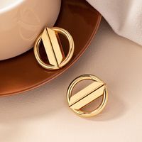 Wholesale Jewelry Elegant Retro Simple Style Round Ferroalloy 14k Gold Plated Plating Metal Ear Studs main image 5