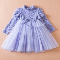 Princess Solid Color Cotton Blend Polyester Girls Dresses main image 3