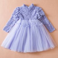 Princess Solid Color Cotton Blend Polyester Girls Dresses main image 6