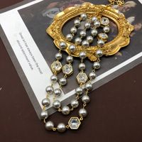 Vintage Style Pearl Alloy Glass Beaded Plating Inlay Glass Women's Necklace main image 5