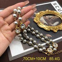 Vintage Style Pearl Alloy Glass Beaded Plating Inlay Glass Women's Necklace sku image 1