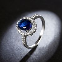 Alloy Fashion Geometric Ring  (white Alloy Blue Stone-16mm) Nhlj4085-white-alloy-blue-stone-16mm sku image 2