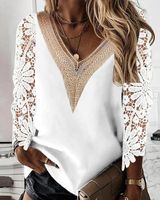Women's T-shirt Long Sleeve T-shirts Hollow Out Casual Solid Color Flower main image 4