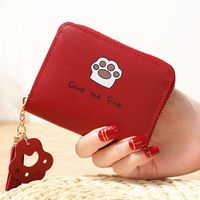 Women's Letter Paw Print Pu Leather Zipper Coin Purses main image 2