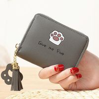 Women's Letter Paw Print Pu Leather Zipper Coin Purses main image 5