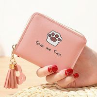 Women's Letter Paw Print Pu Leather Zipper Coin Purses main image 1