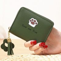 Women's Letter Paw Print Pu Leather Zipper Coin Purses main image 4