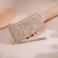 Women's Solid Color Flower Pu Leather Zipper Wallets main image 4