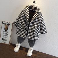 Classic Style Houndstooth Woolen Boys Outerwear main image 5
