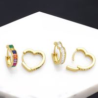 1 Pair Sweet Heart Shape Plating Inlay Alloy Zircon Gold Plated Hoop Earrings main image 1
