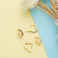 1 Pair Sweet Heart Shape Plating Inlay Alloy Zircon Gold Plated Hoop Earrings main image 5