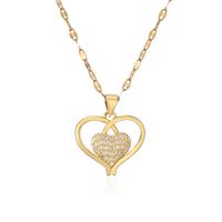 Simple Style Commute Heart Shape Copper Plating Inlay Zircon 18k Gold Plated Pendant Necklace main image 2