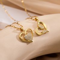 Simple Style Commute Heart Shape Copper Plating Inlay Zircon 18k Gold Plated Pendant Necklace main image 1