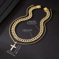 304 Stainless Steel Copper Hip-Hop Vintage Style Simple Style Plating Inlay Cross Zircon Double Layer Necklaces sku image 1