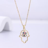 Simple Style Palm Stainless Steel Plating Inlay Zircon Gold Plated Pendant Necklace main image 2