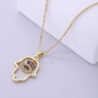 Simple Style Palm Stainless Steel Plating Inlay Zircon Gold Plated Pendant Necklace main image 1