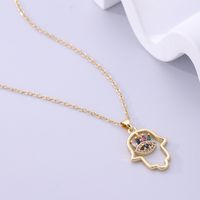 Simple Style Palm Stainless Steel Plating Inlay Zircon Gold Plated Pendant Necklace sku image 1