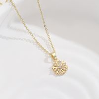 Sweet Snowflake Copper Plating Inlay Zircon Gold Plated Pendant Necklace sku image 1