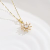 Sweet Snowflake Copper Plating Inlay Zircon Gold Plated Pendant Necklace sku image 2