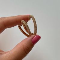 1 Pair Sweet Heart Shape Plating Inlay Copper Zircon Gold Plated Hoop Earrings sku image 1