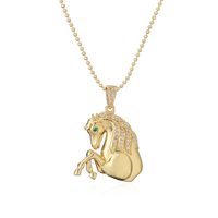 Simple Style Commute Horse Copper Plating Inlay Zircon 18k Gold Plated Pendant Necklace main image 2