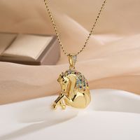 Simple Style Commute Horse Copper Plating Inlay Zircon 18k Gold Plated Pendant Necklace sku image 1
