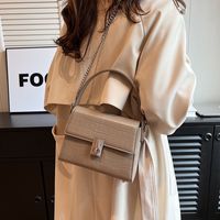 Women's Pu Leather Solid Color Elegant Vacation Streetwear Sewing Thread Square Lock Clasp Handbag main image 4