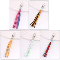 Simple Style Color Block Pu Leather Tassel Keychain main image 4