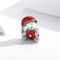 Casual Cute Bear Cat Sterling Silver Inlay Zircon Christmas Jewelry Accessories main image 1