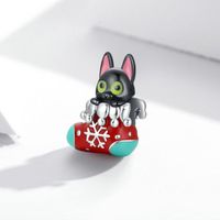 Casual Cute Bear Cat Sterling Silver Inlay Zircon Christmas Jewelry Accessories main image 3