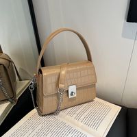 Women's Pu Leather Solid Color Elegant Vacation Streetwear Sewing Thread Square Lock Clasp Handbag sku image 1