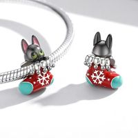 Casual Cute Bear Cat Sterling Silver Inlay Zircon Christmas Jewelry Accessories main image 2