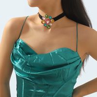 Wholesale Jewelry Classical Exaggerated Baroque Style Argyle Alloy Flannel Iron Rhinestones Inlay Choker main image 4