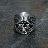 Hip-Hop Retro Punk Skull 304 Stainless Steel Polishing Men'S Rings main image 3
