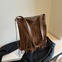 Women's All Seasons Pu Leather Solid Color Streetwear Tassel Square Zipper Shoulder Bag main image 5