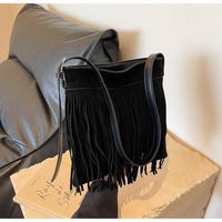 Women's All Seasons Pu Leather Solid Color Streetwear Tassel Square Zipper Shoulder Bag sku image 1