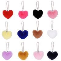 Cute Heart Shape Plush Handmade Bag Pendant Keychain main image 2