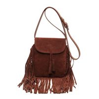 Women's Fabric Solid Color Vintage Style Tassel Square Magnetic Buckle Crossbody Bag main image 2