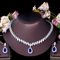 Luxurious Bridal Shiny Water Droplets Copper Plating Inlay Artificial Gemstones White Gold Plated Rhodium Plated Jewelry Set main image 10