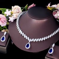 Luxurious Bridal Shiny Water Droplets Copper Plating Inlay Artificial Gemstones White Gold Plated Rhodium Plated Jewelry Set main image 5