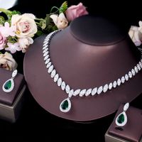 Luxurious Bridal Shiny Water Droplets Copper Plating Inlay Artificial Gemstones White Gold Plated Rhodium Plated Jewelry Set main image 4
