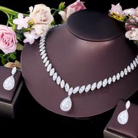 Luxurious Bridal Shiny Water Droplets Copper Plating Inlay Artificial Gemstones White Gold Plated Rhodium Plated Jewelry Set main image 6