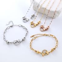Casual Commute Butterfly Stainless Steel Plating Hollow Out Inlay Artificial Diamond 18k Gold Plated Rose Gold Plated Bracelets Necklace main image 1