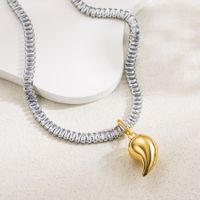 Elegant Vintage Style Simple Style Heart Shape Copper 18k Gold Plated Zircon Pendant Necklace In Bulk main image 4