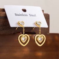 1 Pair Ig Style Elegant Sweet Heart Shape Plating Stainless Steel 18k Gold Plated Ear Studs main image 3