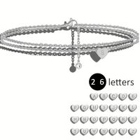 Beach Simple Style Letter Heart Shape Stainless Steel Plating Inlay Zircon 18k Gold Plated Women's Anklet main image 2
