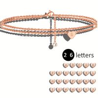 Beach Simple Style Letter Heart Shape Stainless Steel Plating Inlay Zircon 18k Gold Plated Women's Anklet main image 4