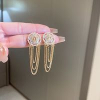 Fashion Alloy Diamond-studded Geometric Earrings Long Tassel Flower Earrings sku image 25