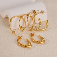 1 Pair Vacation Simple Style Streetwear Irregular Plating 304 Stainless Steel 14K Gold Plated Ear Studs main image 1